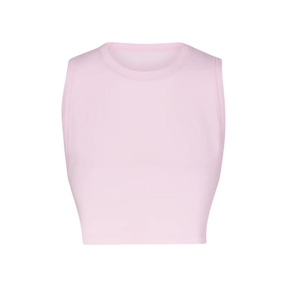 Skims Boyfriend Crop Tank in Cherry Blossom